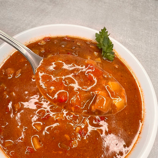 Gulaschsuppe vom Ochsen im Glas